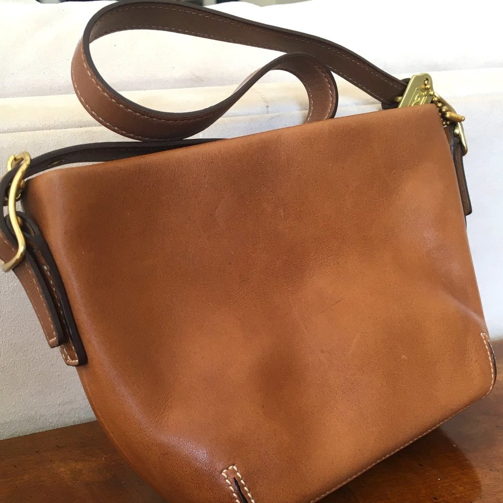 Coach Small Leather Shoulder Bag Tan